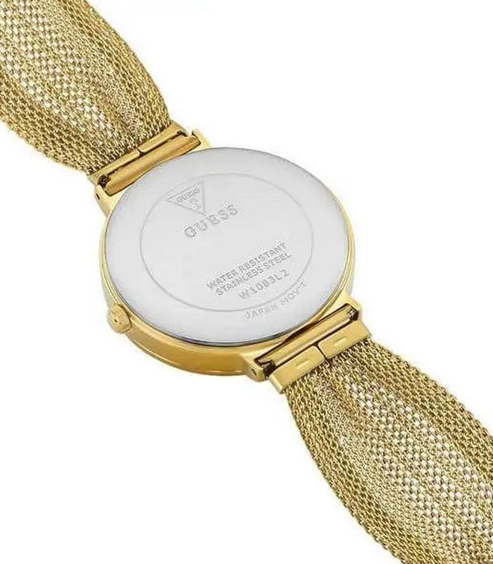 Guess Chiffon Gold Dial Gold Mesh Bracelet Watch For Women - W1083L2 Buy Now By Guess