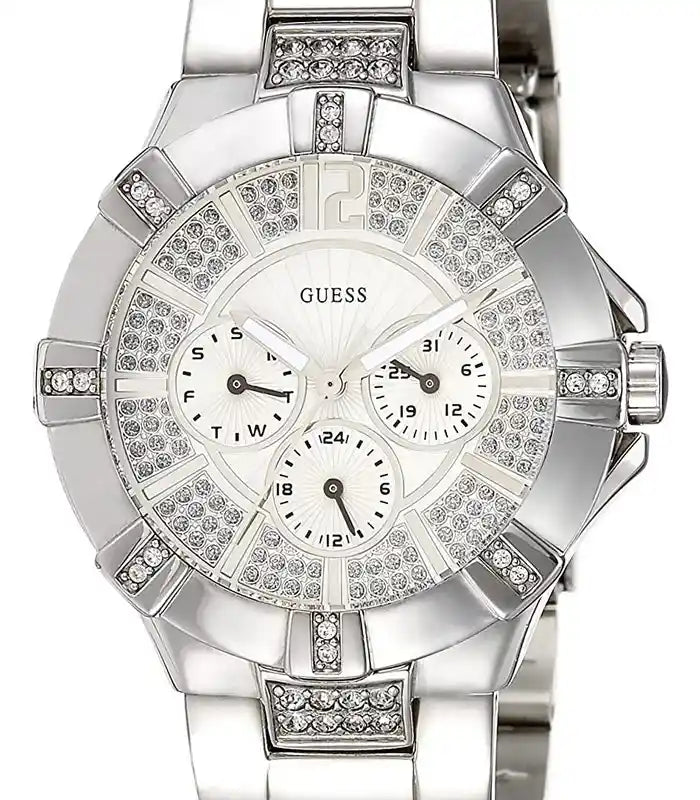 Guess Vista Diamonds Silver Dial Silver Steel Strap Watch for Women - W12080L1 Buy Now By Guess