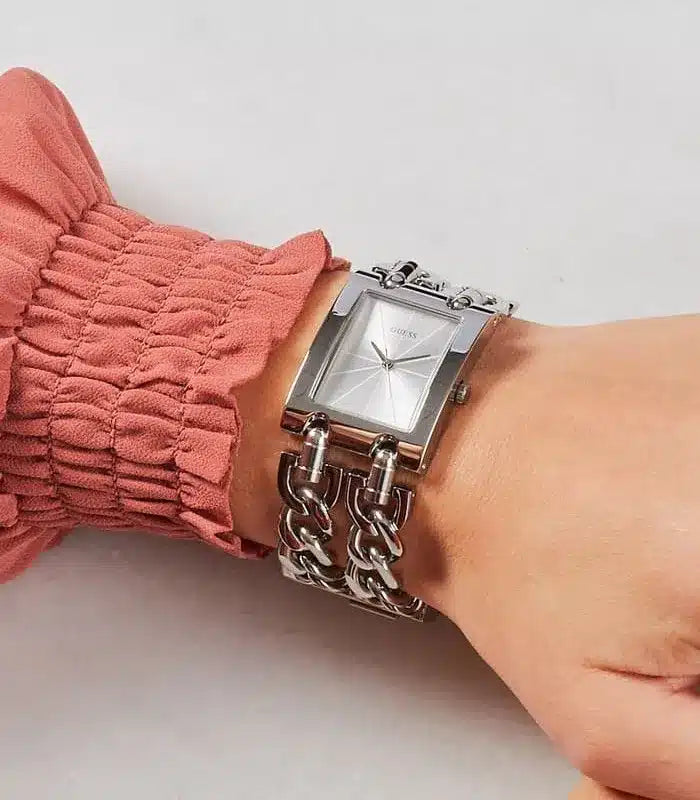 Guess Mod Heavy Metal Silver Dial Silver Steel Strap Watch For Women - W1117L1 Buy Now By Guess