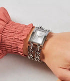 Guess Mod Heavy Metal Silver Dial Silver Steel Strap Watch For Women - W1117L1 Buy Now By Guess