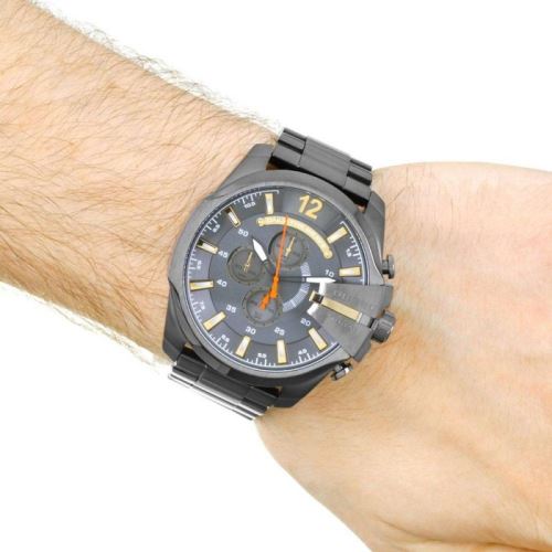 Diesel Mega Chief Chronograph Grey Dial Grey Steel Strap Watch For Men - DZ4421 Buy Now By Diesel
