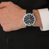 Emporio Armani Classic Chronograph Black Dial Black Leather Strap Watch For Men - AR0431 Buy Now By Emporio Armani