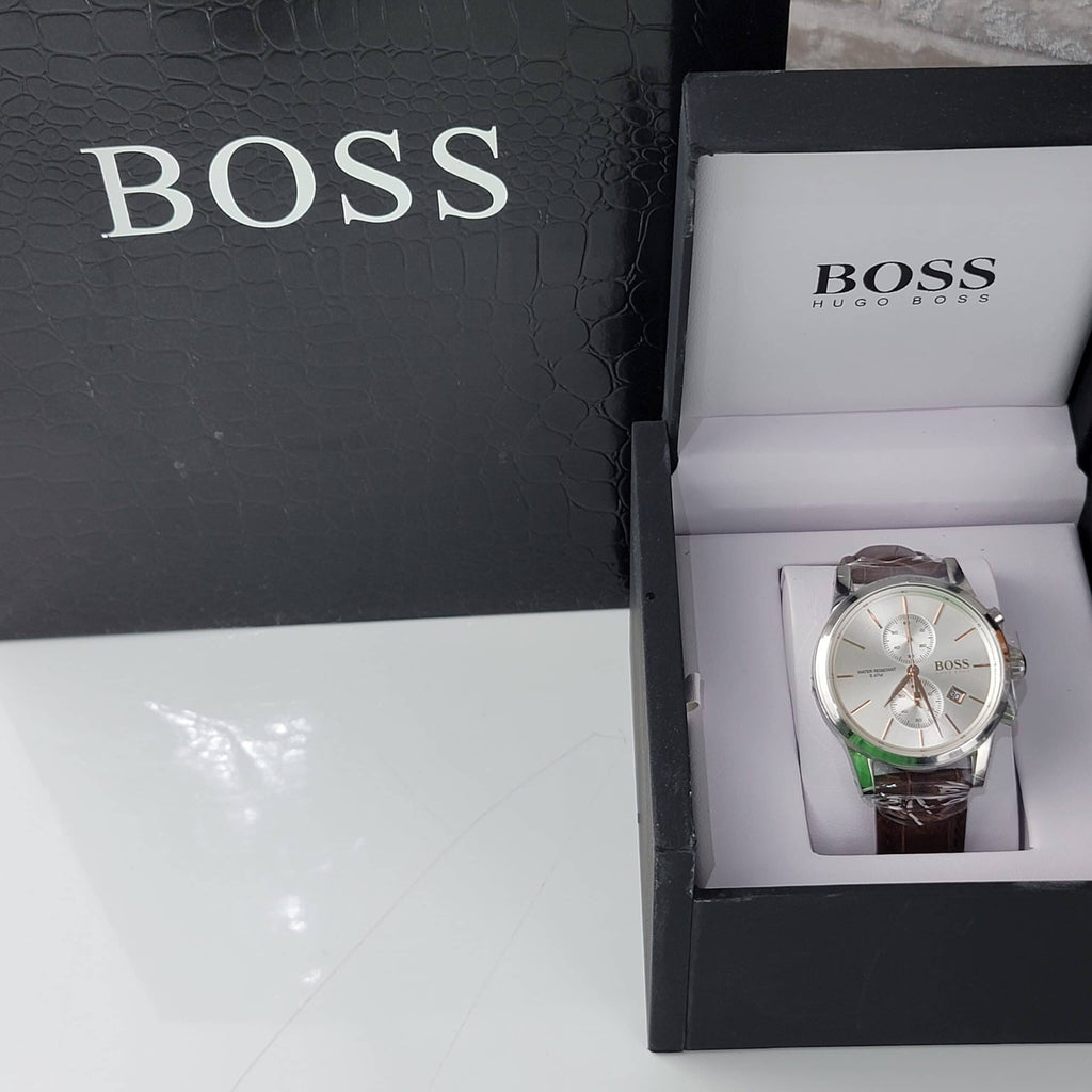Hugo Boss Jet Chronograph Quartz Silver Dial Brown Leather Strap Watch For Men - HB1513280 Buy Now By Hugo Boss