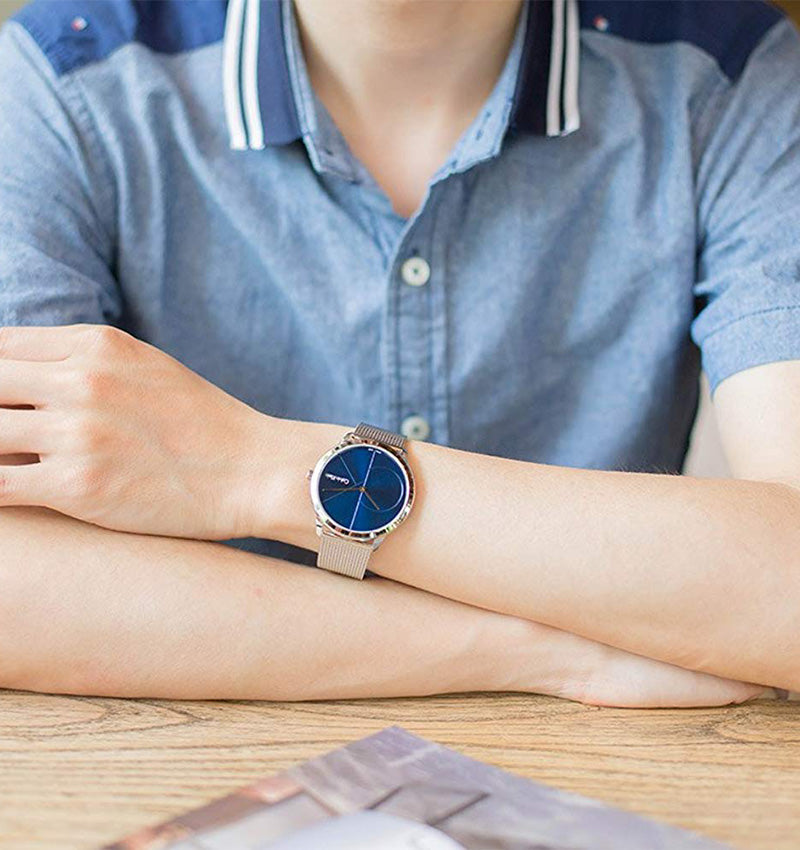 Calvin Klein Minimal Blue Dial Silver Mesh Bracelet Watch for Women - K3M2212N Buy Now By Calvin Klein