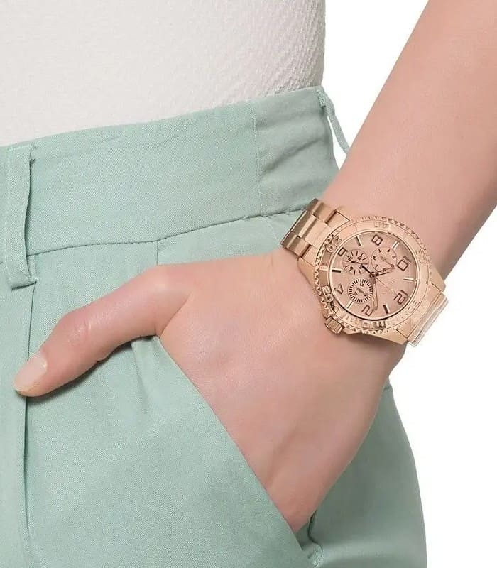 Guess BFF Multifunction Rose Gold Dial Rose Gold Steel Strap Watch for Women - W0231L4 Buy Now By Guess