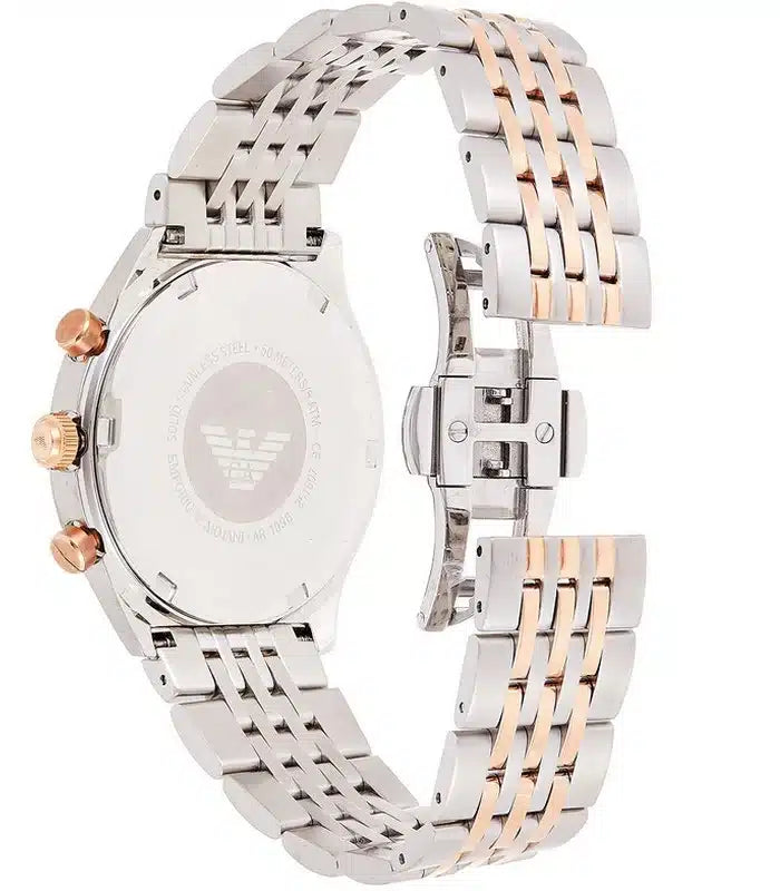 Emporio Armani Zeta Chronograph Quartz White Dial Two Tone Steel Strap Watch For Men - AR1998 Buy Now By Emporio Armani