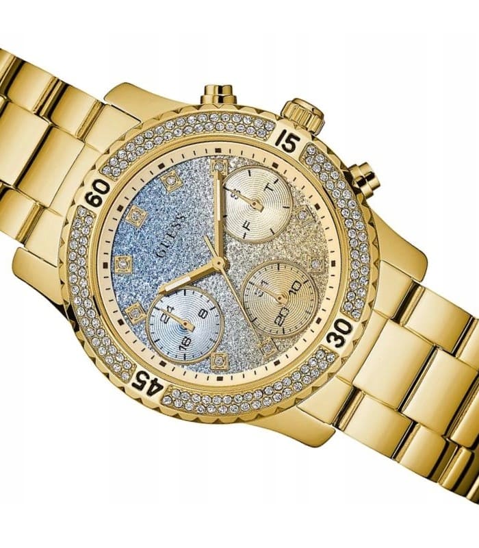 Guess Confetti Diamonds Gold Dial Gold Steel Strap Watch for Women - W0774L2 Buy Now By Guess