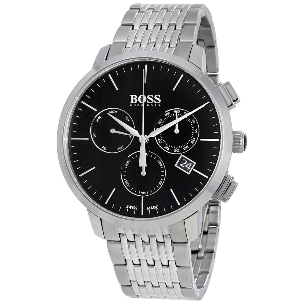 Hugo Boss Associate Black Dial Silver Steel Strap Watch for Men - 1513267 Buy Now By Hugo Boss