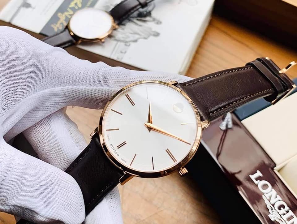 Movado Ultra Slim Silver Dial Brown Leather Strap Watch For Women - 0607093 Buy Now By Movado