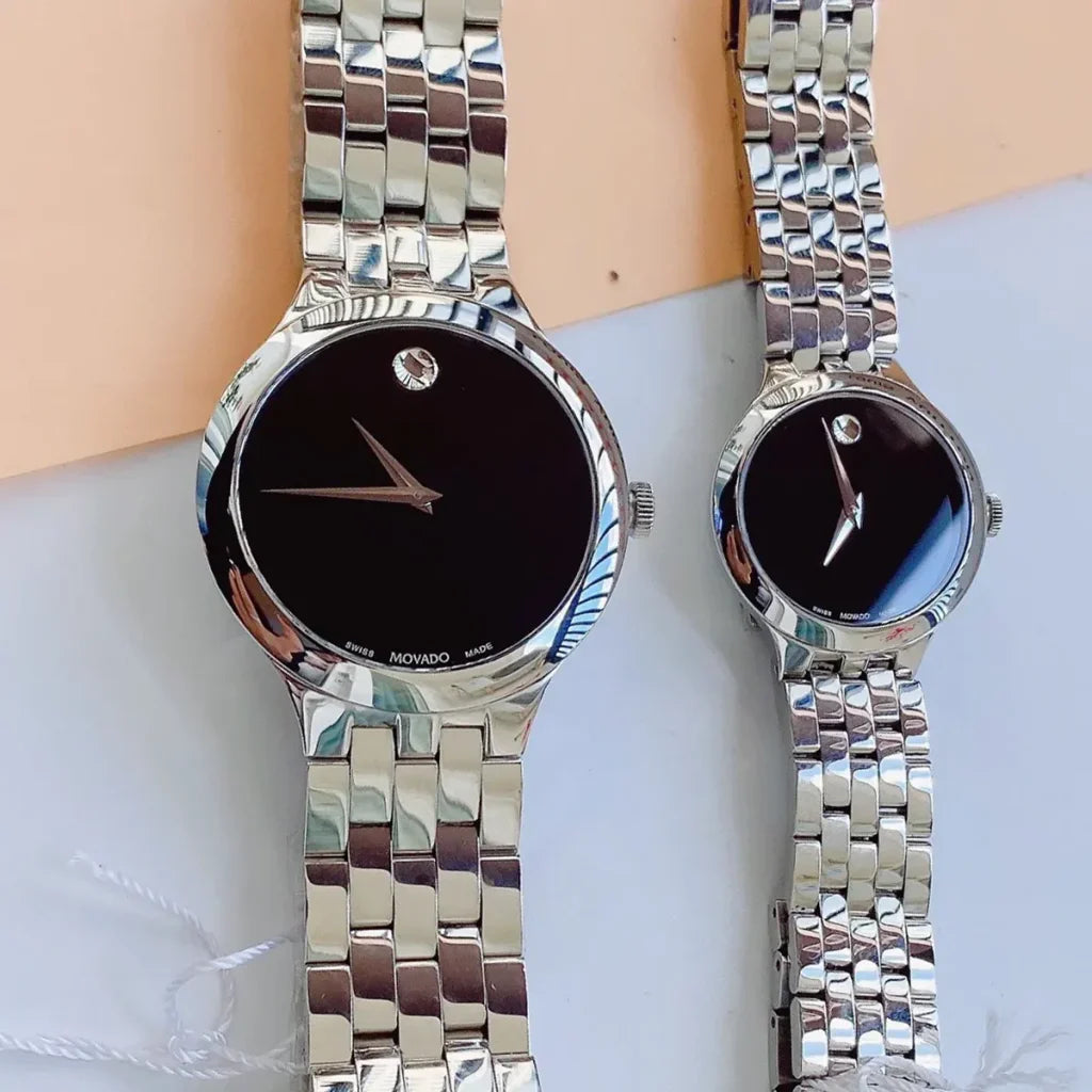 Movado Classic Quartz Black Dial Silver Steel Strap Watch for Men - 0606337 Buy Now By Movado