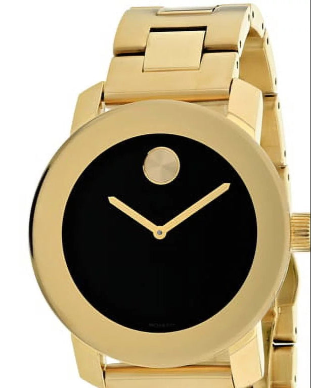 Movado Bold Black Dial Gold Steel Strap Unisex Watch - 3600397 Buy Now By Movado