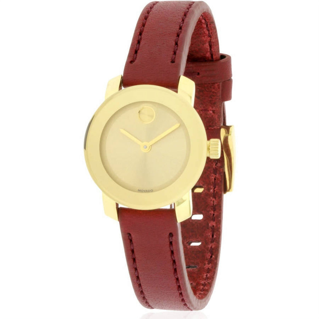 Movado Bold Gold Dial Brown Leather Strap Watch for Women - 3600437 Buy Now By Movado