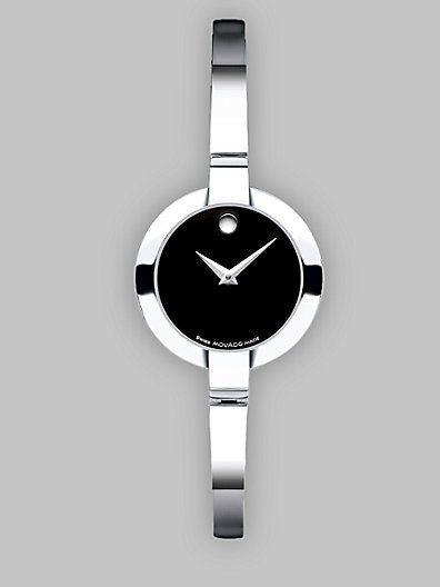 Movado Bela Black Dial Silver Steel Strap Watch For Women - 0606595 Buy Now By Movado