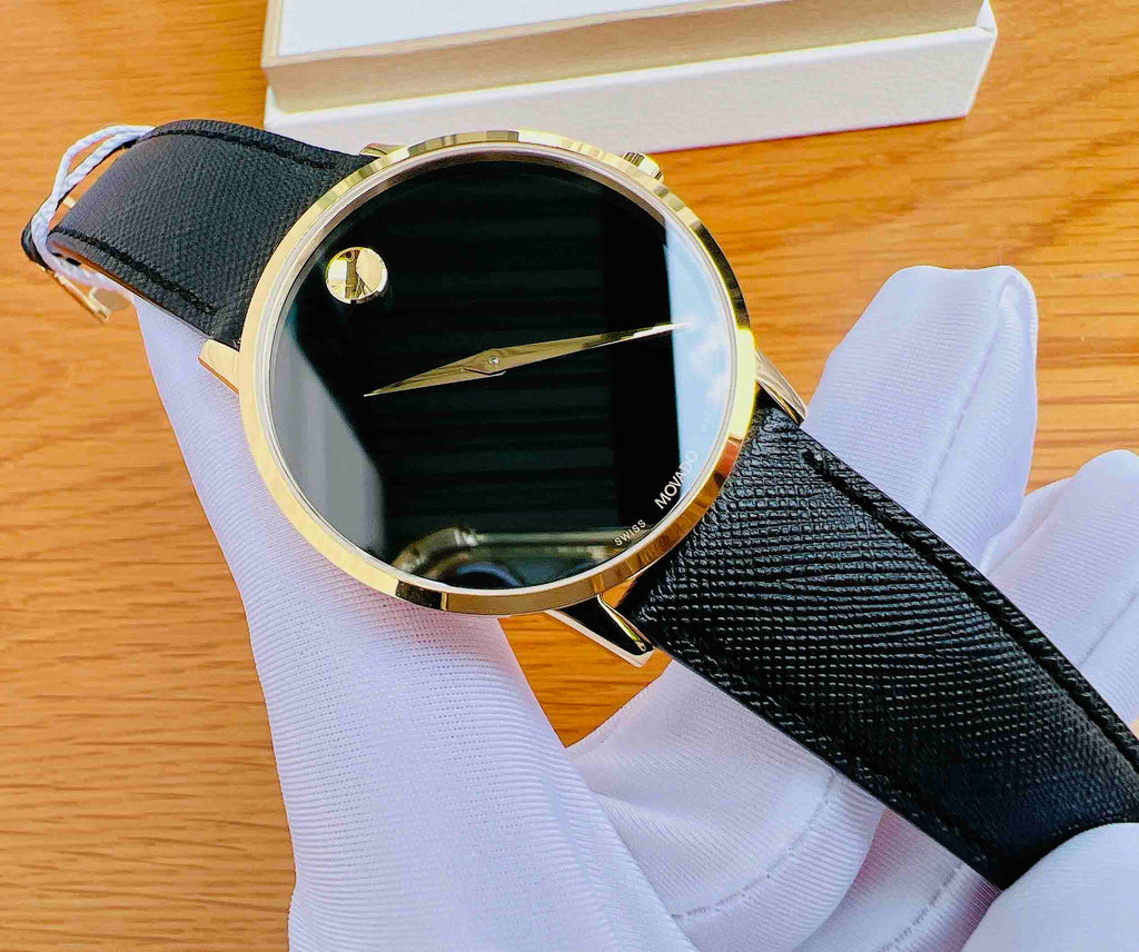 Movado Museum Classic Quartz Black Dial Black Leather Strap Watch for Men - 0607195 Buy Now By Movado