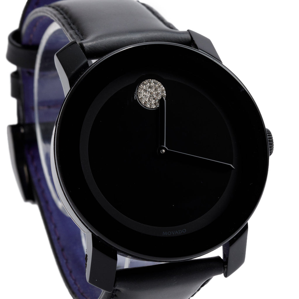 Movado Bold Black Dial Black Leather Strap Watch for Women - 3600483 Buy Now By Movado