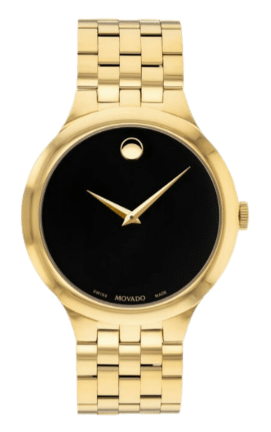 Movado Veturi Quartz Black Dial Gold Steel Strap Watch for Men - 0606934 Buy Now By Movado