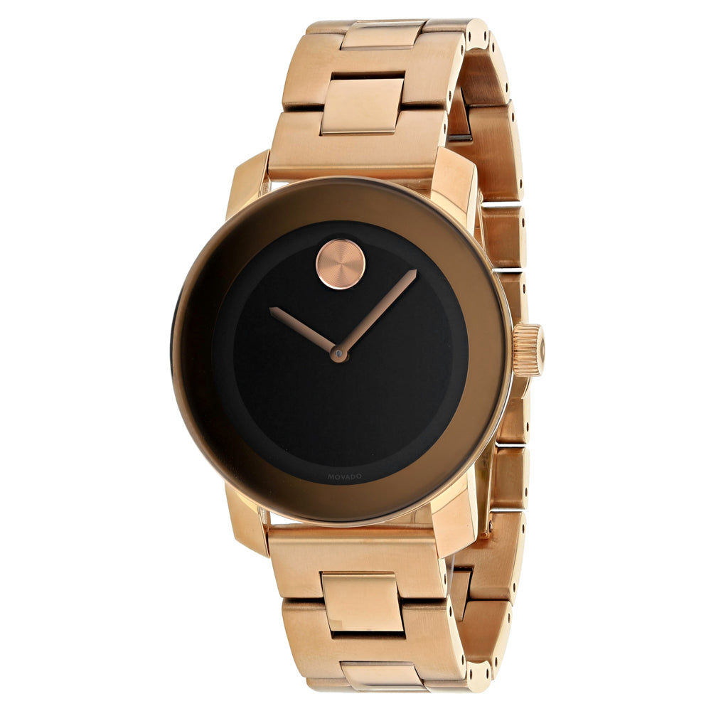 Movado Bold Black Dial Rose Gold Steel Strap Watch for Women - 3600463 Buy Now By Movado