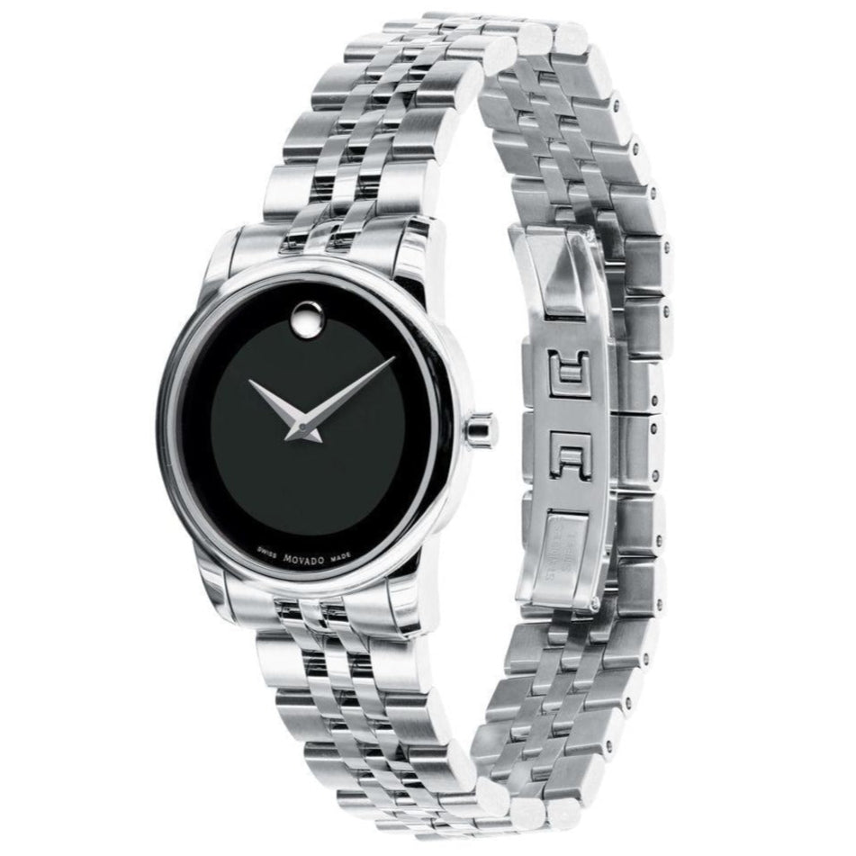 Movado Museum Classic Black Dial Silver Steel Strap Watch For Women - 0606505 Buy Now By Movado