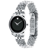 Movado Museum Classic Black Dial Silver Steel Strap Watch For Women - 0606505 Buy Now By Movado