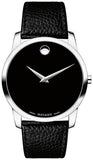 Movado Museum Black Dial Black Leather Strap Watch For Men - 607012 Buy Now By Movado