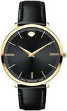 Movado Ultra Slim Black Dial Black Leather Strap Watch For Women - 0607091 Buy Now By Movado