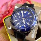 Fossil Garrett Chronograph Blue Dial Black Rubber Strap Watch for Men - FS5695 Buy Now By Fossil