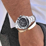 Swarovski Octea Lux Sport Chronograph Black Dial Silver Steel Strap Watch for Women - 5610520 Buy Now By Swarovski