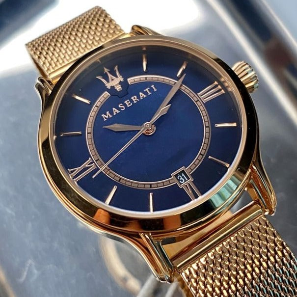 Maserati Epoca Blue Dial Rose Gold Mesh Strap Watch For Women - R8853118503 Buy Now By Maserati
