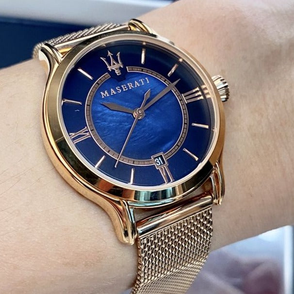 Maserati Epoca Blue Dial Rose Gold Mesh Strap Watch For Women - R8853118503 Buy Now By Maserati