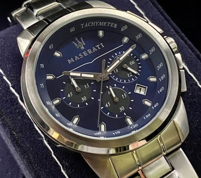 Maserati Successo Chronograph Blue Dial Silver Steel Strap Watch For Men - R8873621002 Buy Now By Maserati