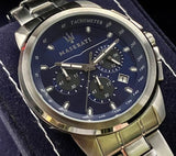 Maserati Successo Chronograph Blue Dial Silver Steel Strap Watch For Men - R8873621002 Buy Now By Maserati