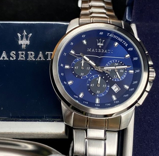 Maserati Successo Chronograph Blue Dial Silver Steel Strap Watch For Men - R8873621002 Buy Now By Maserati