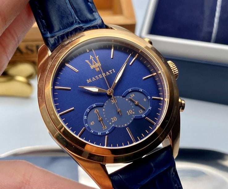 Maserati Traguardo Chronograph Blue Dial Blue Leather Strap Watch for Men - R8871612015 Buy Now By Maserati