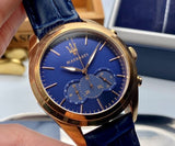 Maserati Traguardo Chronograph Blue Dial Blue Leather Strap Watch for Men - R8871612015 Buy Now By Maserati
