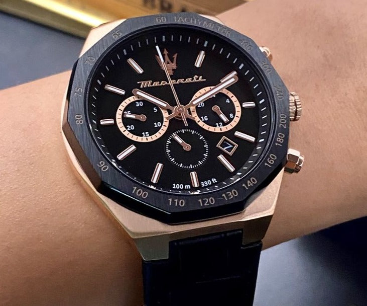 Maserati Stile Black Matte Dial Black Leather Strap Watch For Men - R8871642001 Buy Now By Maserati