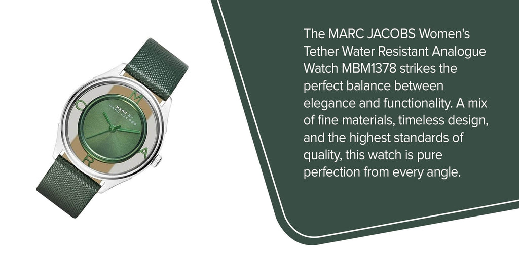 Marc Jacobs Tether Transparent Green Dial Green Leather Strap Watch for Women - MBM1378 Buy Now By Marc Jacobs