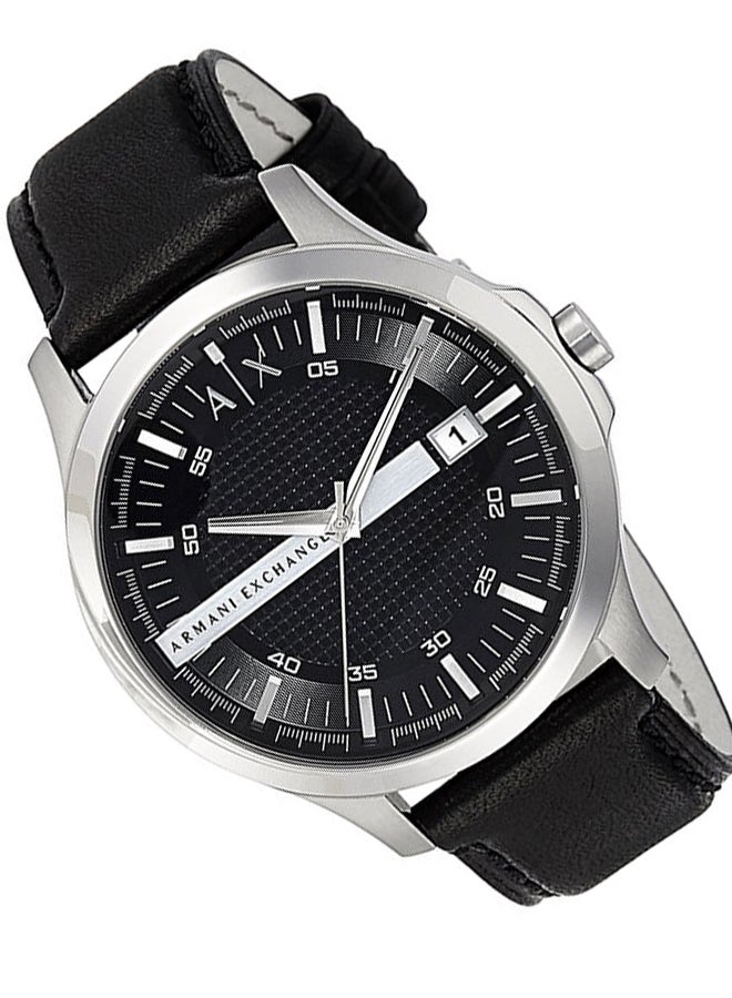 Armani Exchange Hampton Chronograph Black Dial Black Leather Strap Watch For Men - AX2101 Buy Now By Armani Exchange