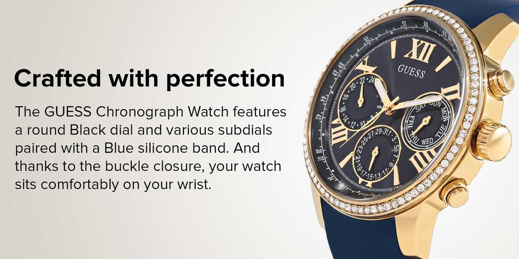 Guess Sunrise Blue Dial with Diamonds Blue Rubber Strap Watch For Women - W0616L2 Buy Now By Guess