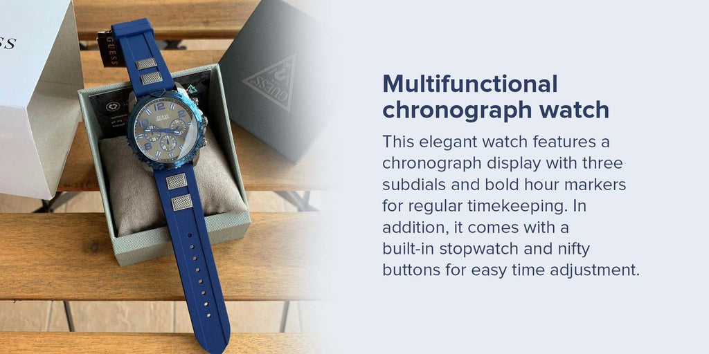 Guess Velocity Blue Dial Blue Rubber Strap Watch for Men - W0599G2 Buy Now By Guess