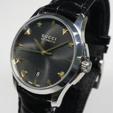 Gucci G Timeless Automatic Black Dial Black Leather Strap Watch For Women - YA126469 Buy Now By Gucci
