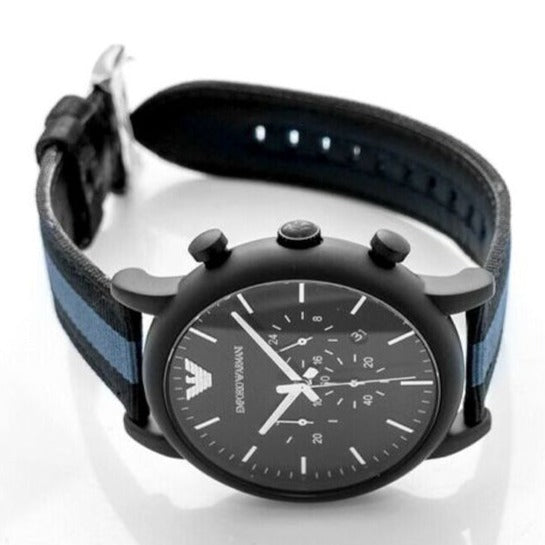 Emporio Armani Luigi Chronograph Quartz Black Dial Two Tone Nylon Strap Watch For Men - AR1948 Buy Now By Emporio Armani