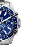 Fossil Garrett Chronograph Blue Dial Silver Steel Strap Watch for Men - FS5623 Buy Now By Fossil