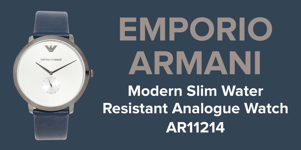 Emporio Armani Modern Slim Analog Silver Dial Blue Leather Strap Watch For Men - AR11214 Buy Now By Emporio Armani