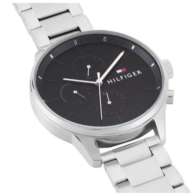 Tommy Hilfiger Chase Quartz Black Dial Silver Steel Strap Watch For Men - 1791485 Buy Now By Tommy Hilfiger