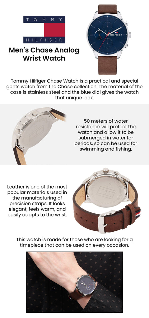 Tommy Hilfiger Chase Chronograph Grey Dial Brown Leather Strap Watch For Men - 1791487 Buy Now By Tommy Hilfiger