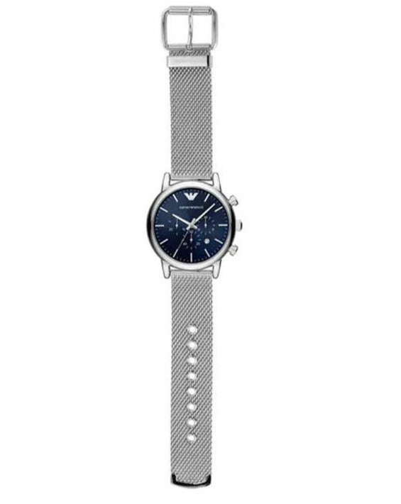 Emporio Armani Luigi Chronograph Blue Dial Silver Mesh Bracelet Watch For Men - AR80038 Buy Now By Emporio Armani