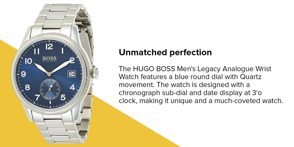 Hugo Boss Legacy Blue Dial Silver Steel Strap Watch for Men - 1513707 Buy Now By Hugo Boss