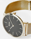 Hugo Boss Horizon Quartz Black Dial Gold Mesh Bracelet Watch For Men - 1513735 Buy Now By Hugo Boss