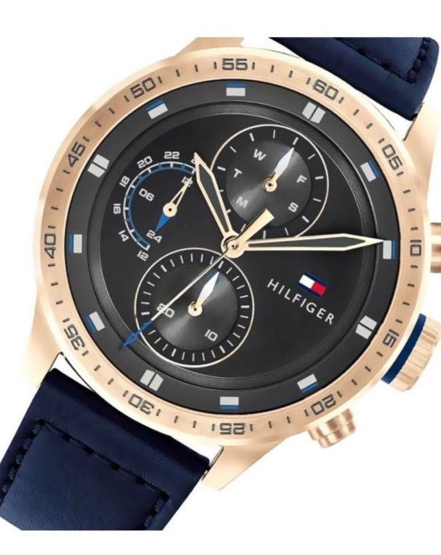 Tommy Hilfiger Trent Chronograph Grey Dial Black Leather Strap Watch For Men - 1791808 Buy Now By Tommy Hilfiger