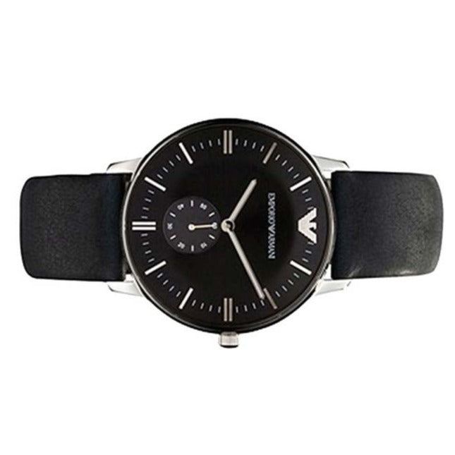Emporio Armani Gianni Quartz Black Dial Black Leather Strap Watch For Men - AR0382 Buy Now By Emporio Armani